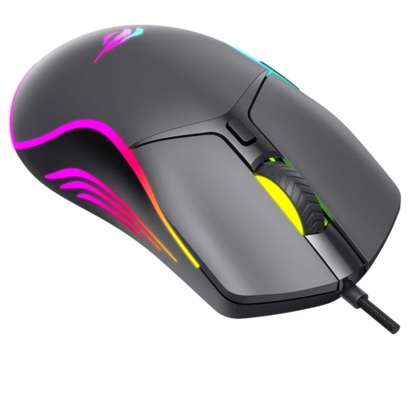 Havit Mouse Gamer MS1029 USB Iluminação RGB, 6 botões, 7200 DPI, Preto