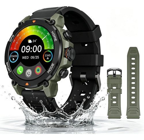 Smartwatch Aurafit G6 Verde Militar com GPS e 5ATM