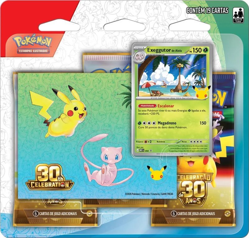 Pokémon Celebração de 30 anos Blister Triplo com Adesivo Exeggutor