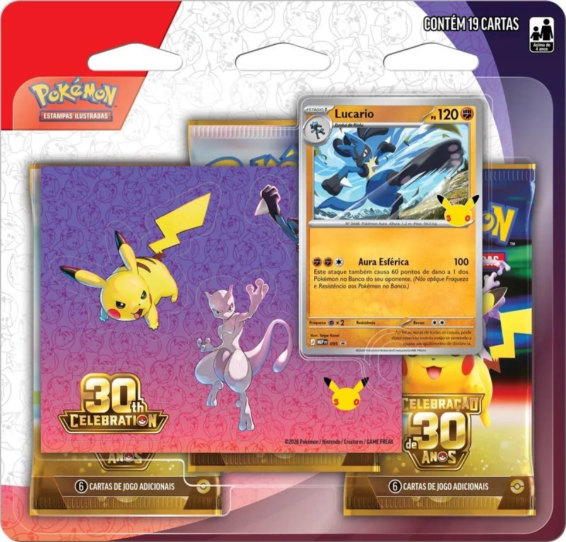 Pokémon Celebração de 30 anos – Blister Triplo com Adesivo Lucario