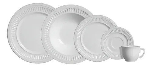 Aparelho de Jantar 20 peças Branco Poppy de Cerâmica - Scalla Cerâmica