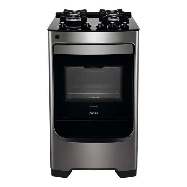 Fogão Consul 4 Bocas Inox com Mesa de Vidro forno 58L Bivolt (CFO4VAR)
