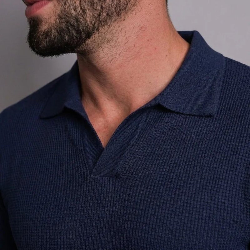 POLO ESTILO OLD MONEY - Camiseta Gola Polo Masculina Minimalista Tecido Texturizado