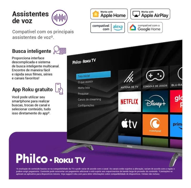 Smart TV Philco Roku 32" Dolby Áudio HDR10
