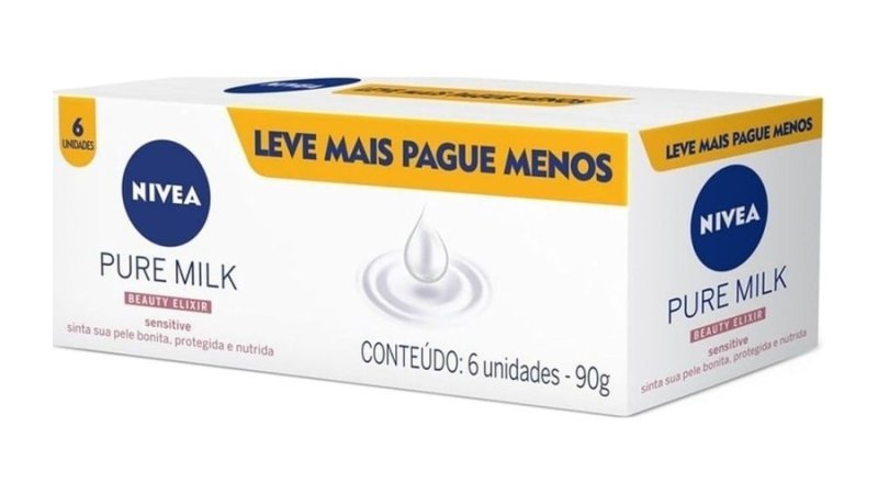 Nivea Sabonete em Barra Pure Milk Sensitive Promo 6 un. 90g