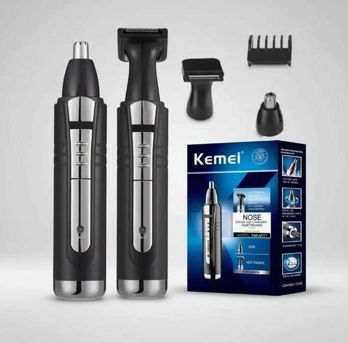 Aparador de Pelos Kemei KM-6511 Nariz Orelhas Sem Fio Preto