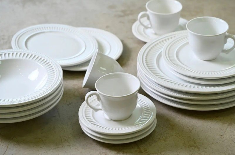Aparelho de Jantar 20 peças Branco Poppy de Cerâmica - Scalla Cerâmica