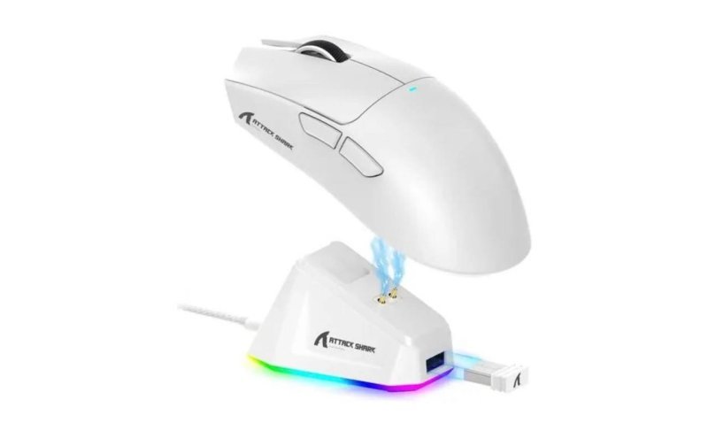 Mouse Gamer Sem Fio Attack Shark X11 Paw3311 Com Base Branco