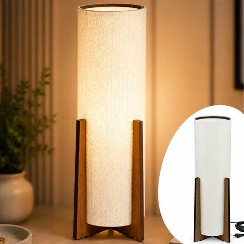 Luminária Abajur Atlas Chão Quarto De Madeira MDF Imbuia Cru Imbúia