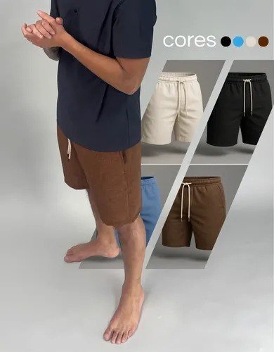 Shorts Linho Masculino Premium Bermuda Mauricinho Praia