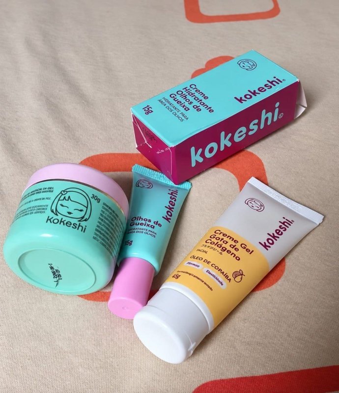 Kit Facial Kokeshi Completo 3 Passos Olhos de Gueixa, Pele de Porcelana e Gota de Colágeno