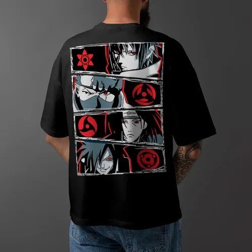 Camiseta Oversized Anime Naruto Eyes Sharingan Uchiha Ref072
