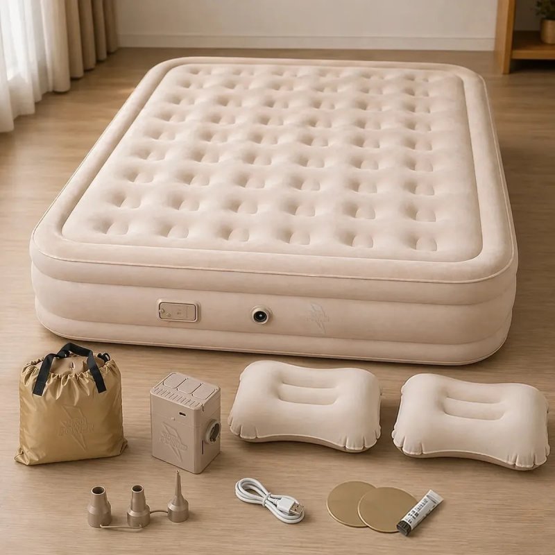 Colchão Inflável Queen 200x154x43cm com Bomba Bateria Lítio Recarregável Sem Fio