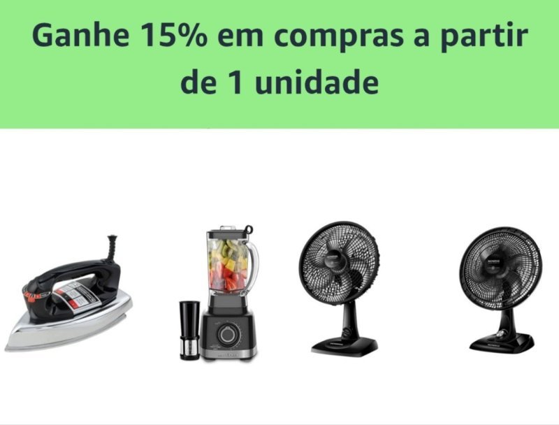 Ganhe 15% em compras a partir de 1 unidade