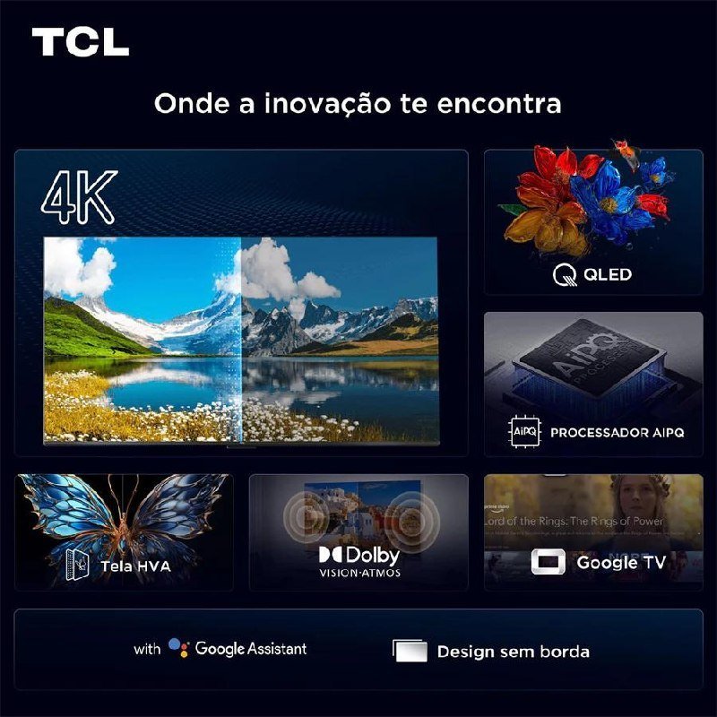 Smart TV 50 50P7K 4K QLED UHD 60Hz com Sistema Operacional Google TV TCL