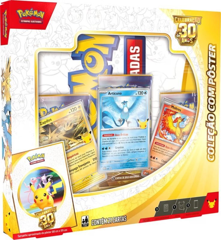 Pokémon TCG, Celebração de 30 anos – Box Pokémon Coleção com Pôster