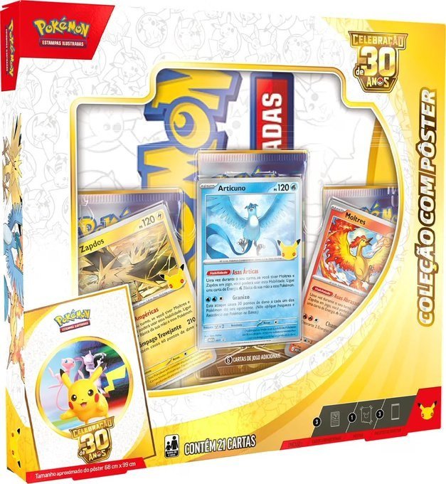 Pokémon TCG, Celebração de 30 anos – Box Pokémon Coleção com Pôster + Frete Grátis