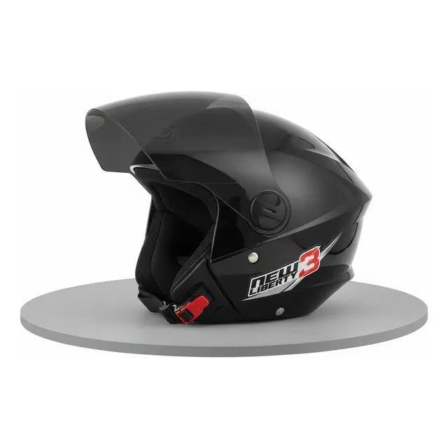 Capacete Pro Tork New Liberty Three aberto - Cor Preto Brilhante Tamanho 58
