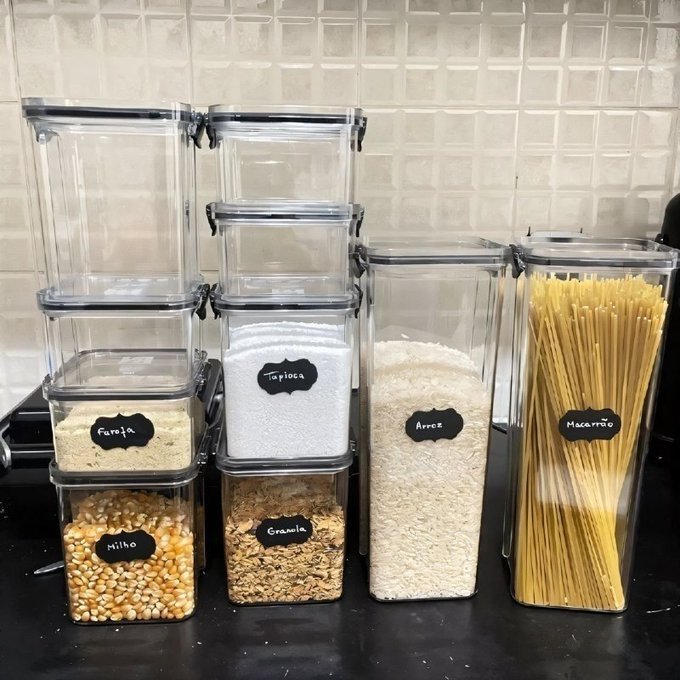 Kit com 15 Potes Herméticos Com Tampa + Frete Grátis