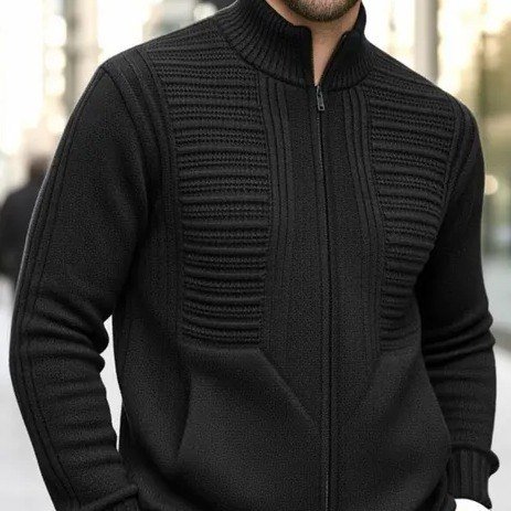 Jaqueta Masculina Zíper Bolsos Blusa De Frio Grossa Lã Trico
