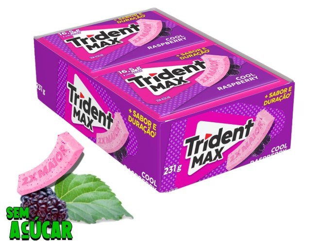 Chiclete Trident Max Cool Raspberry Sem Açúcar