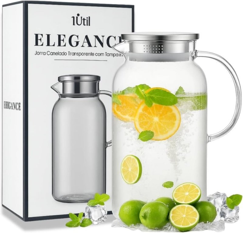 Jarra de Vidro Elegance 1,8L com Tampa de Inox KOALAECOM®