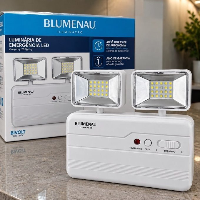 Luminária de Emergência Bloco LED Blumenau + Frete Grátis
