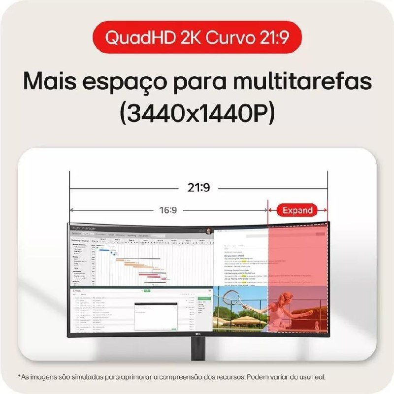 Monitor LG UltraWide™ Curvo 34" QuadHD 2K 100Hz