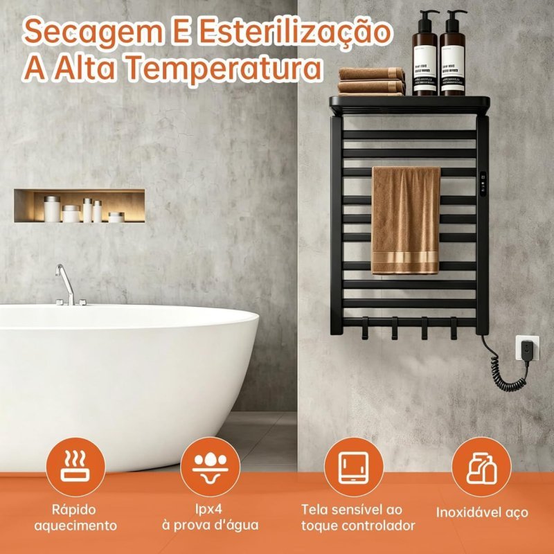 Toalheiro Térmico Elétrico Aquecido 220V PRINCASE com 11 Barras