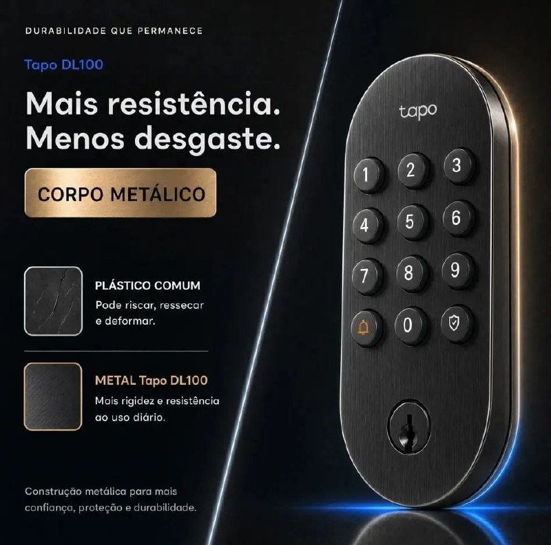 TP-Link Tapo DL100 Fechadura Digital Inteligente Wi-Fi com Até 200 Senhas, Acesso Remoto pelo Aplicativo