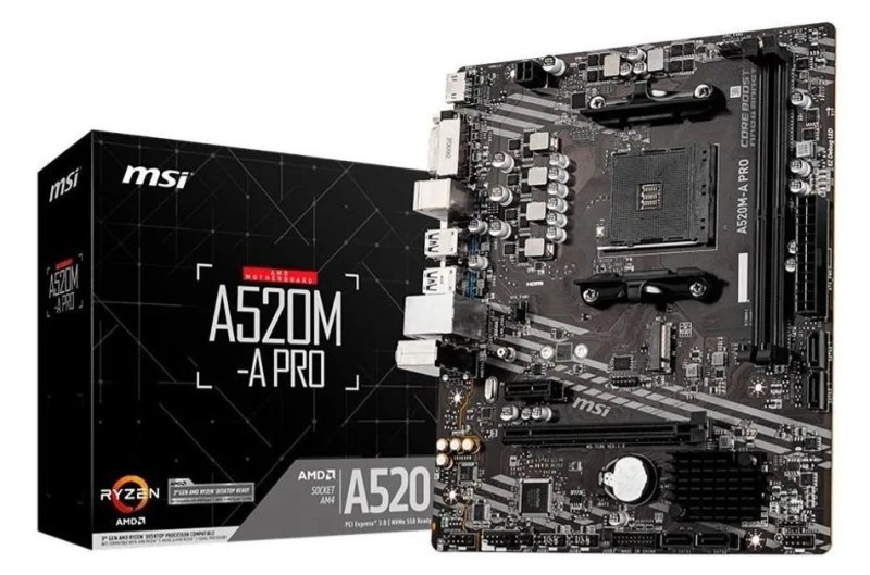 Placa-mãe MSI A520A-A Pro AMD AM4 MATX DDR4 Preto