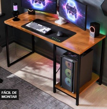 Escrivaninha Gamer Tokyo MDF Mesa Para Computador Home Office, Madeira