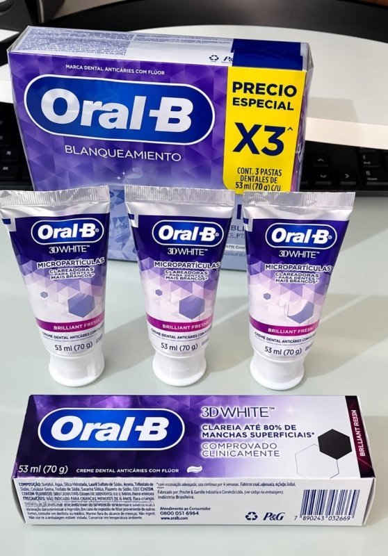 Oral-B Pasta de Dente 3D White Brilliant Fresh, 3 Unidades de 70 g + Frete Grátis