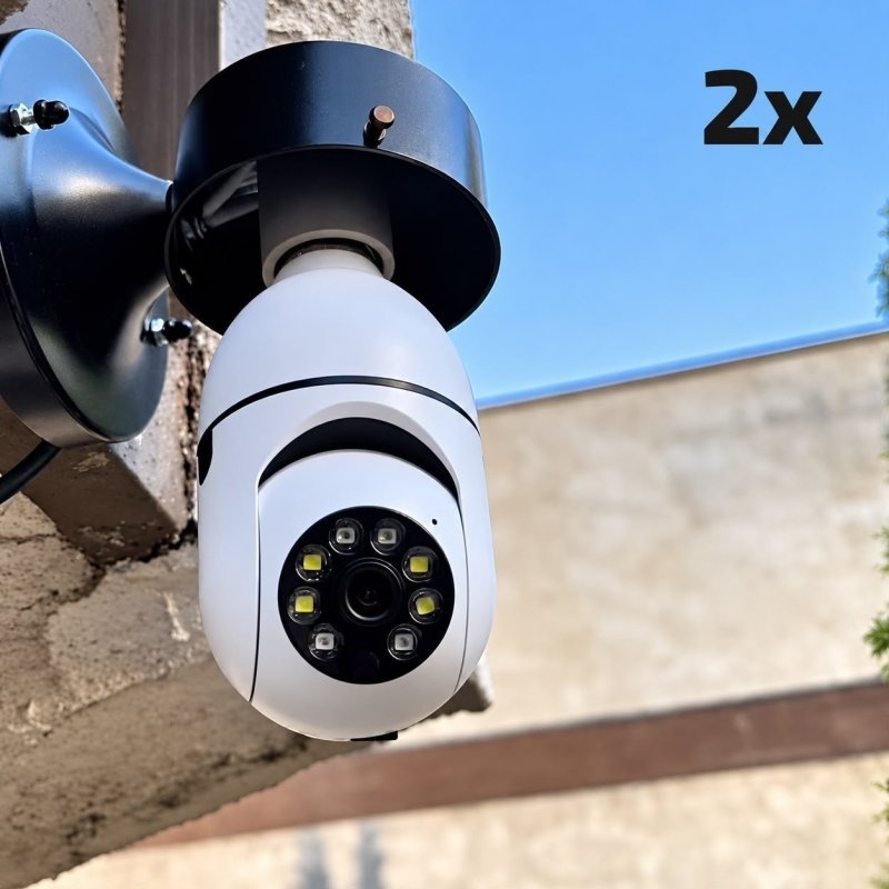 Kit com 2 Câmaras Lâmpada IP Wi-Fi 360°