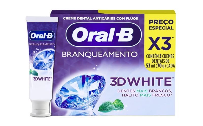 Pack 03 un. Creme Dental Clareador Oral-B 3D White Brilliant 70g