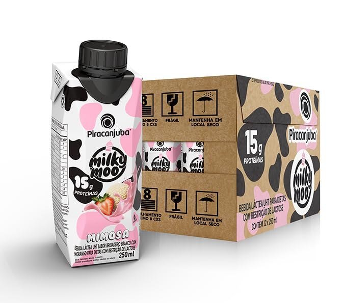Piracanjuba Bebida Láctea Milky Moo 15g Mimosa 250ml - 12 unidades
