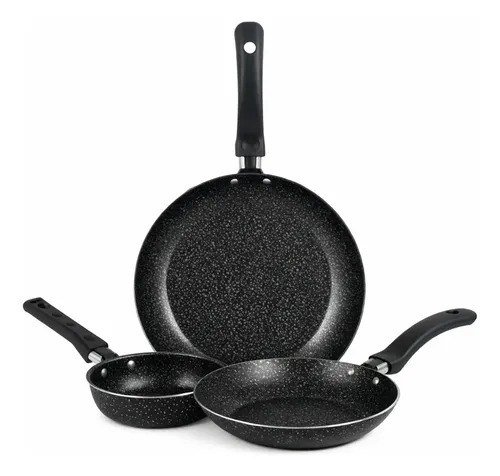 Jogo De Frigideiras Francesas 3 Peças 14 18 24cm Preto Nacional