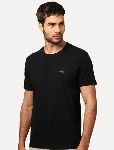 Camiseta Calvin Klein Jeans New Mono Logo Re Issue Preta L/g