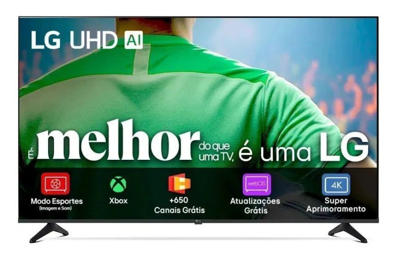 Smart TV LG UHD AI UA75 65 polegadas HDR10 Pro Processador α7 AI Ger8 webOS 25