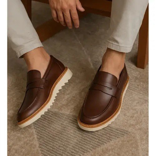 Mocassim Social Loafer Masculino Couro Oxford Masculino
