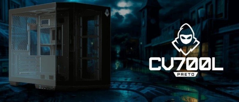 Gabinete Gamer Aquário Mancer CV700L, Mid Tower, Lateral De Vidro, Preto, MCR-CV700L-BK
