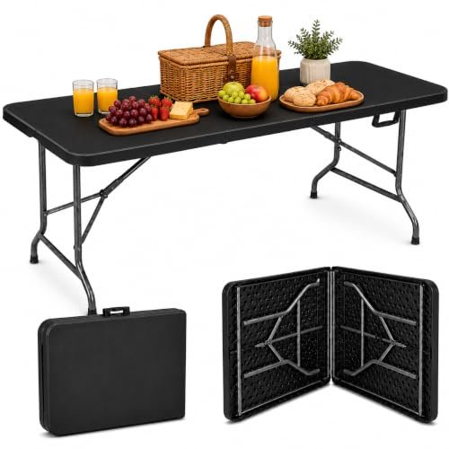 Mesa Dobrável Portátil Vira Maleta 180cm Reforçada até 150kg Camping Churrasco Jardim Sítio Compacta e Resistente MAAT BRAND (Preto)