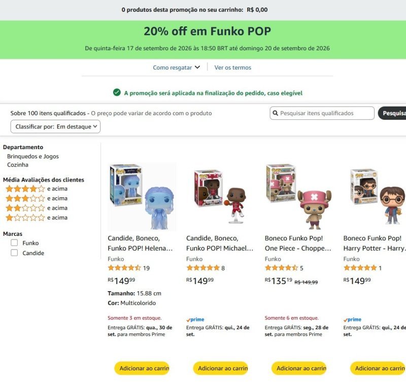 CUPOM FUNKO20 - 20% OFF em Funko Pop