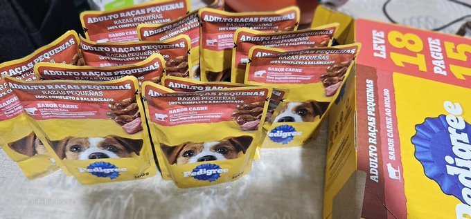 Pack 18 un. Ração Úmida Pedigree Sachê Carne Adultos Raças Pequenas 100g