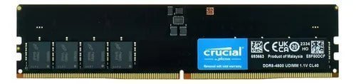 Memória Crucial Cb8gu4800 Udimm, Ddr5, 8GB, 4800mhz
