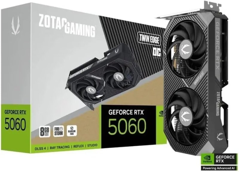 ZOTAC GAMING GEFORCE RTX 5060 8GB 128BITS GDDR7 TWIN EDGE OC ZT-B50600H-10M
