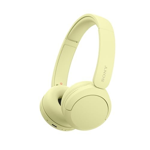 Sony WH-CH520 Fone de Ouvido Bluetooth com Microfone, Amarelo, Bateria de 50 Horas