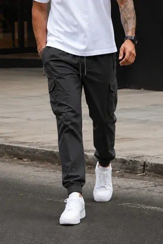 Calça Cargo Para Homem Slim Com Elastano Esportiva Preto G 44