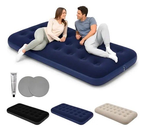 Colchão Inflável Solteiro De Ar Para Camping E Acampamento