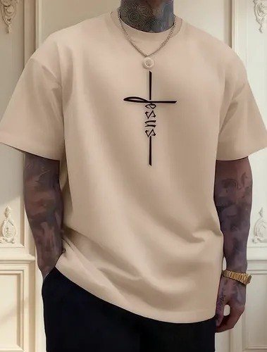 Camiseta Masculina Básica Cruz De Jesus Algodão Camisa Top